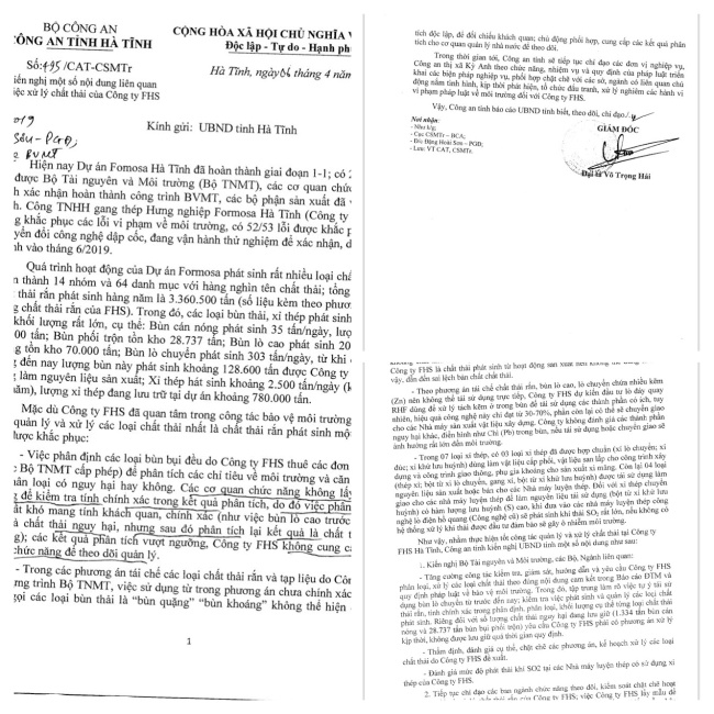 H&agrave;[-]Tĩnh:[-]Cảnh[-]s&aacute;t[-]m&ocirc;i[-]trường[-]'b&oacute;[-]tay'[-]với[-]h&agrave;ng[-]triệu[-]tấn[-]chất[-]thải[-]của[-]Formosa